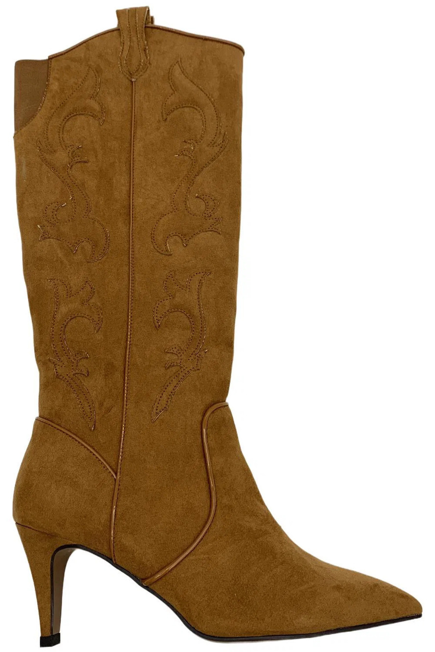 J. Renee Women's Siera Heeled Tall Shaft Suede Boot Coffee - Wide